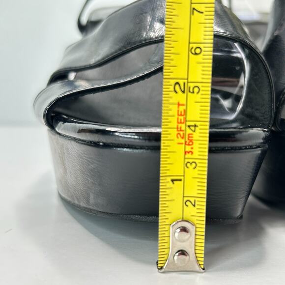 Jeffrey Campbell Amma-NW Crinkle Patent Platform Sandals Black Women's 9 NWOB - Picture 10 of 11